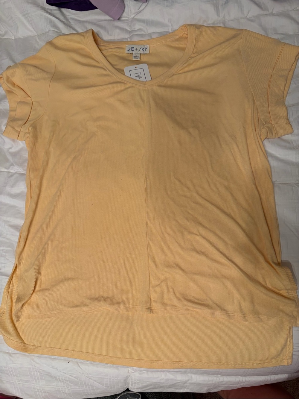 Soft V-Neck Women's Top in Pale Yellow